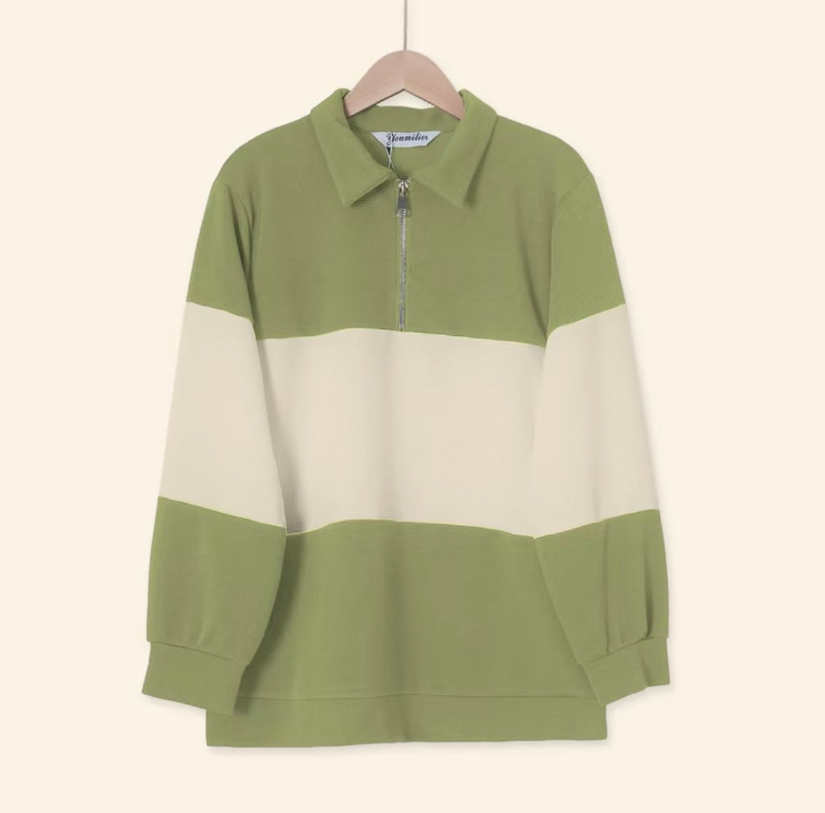 YM Unisex Stripe Polo Waffle Top