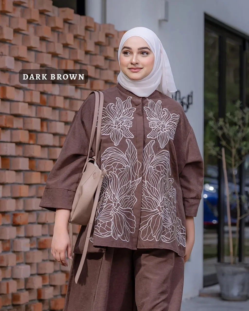 HW Lily Embroidery Velvet Blouse With Palazzo Skirt