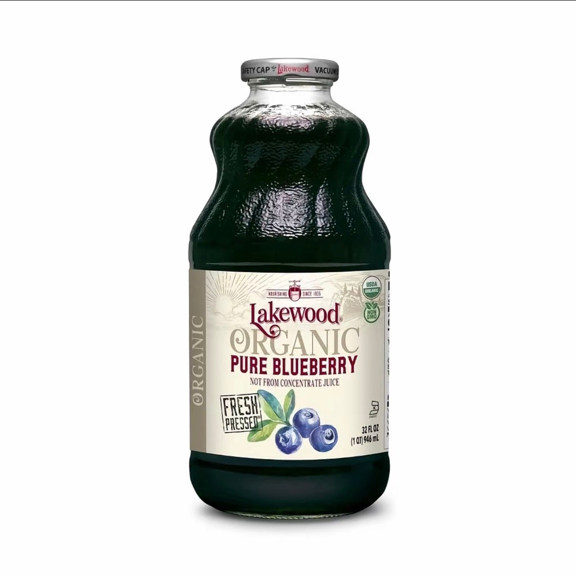 Lakewood Organic Pure Blueberry Fruit Juice 32oz (Gluten Free)