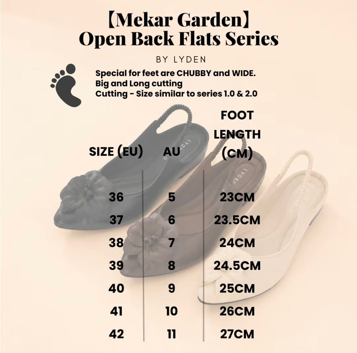 LYDEN Mekar Garden Open Back Flats