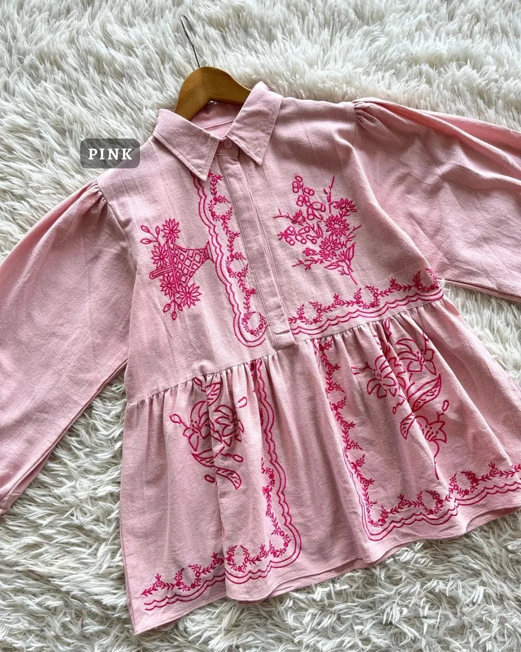 HW Envie Embroidery Ruffle Blouse Top