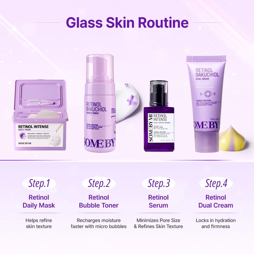 SBM Retinol Glass Skin 2 Step Set (Retinol Bakuchiol Bubble Toner100ml+Retinol Bakuchiol Dual Cream 50ml)