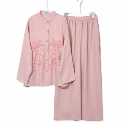 YM Jesnita Floral Embroidery Set Pants (Free Size/Plus Size)