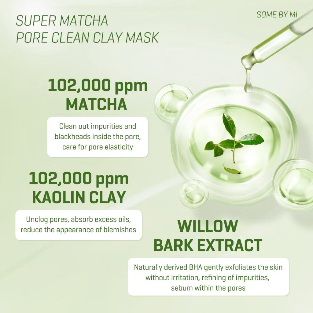 SBM Super Matcha Pore Care All In One Set (Matcha Toner 150ml+Serum 50ml+Clay Mask 100g+Cleansing Gel 100ml)