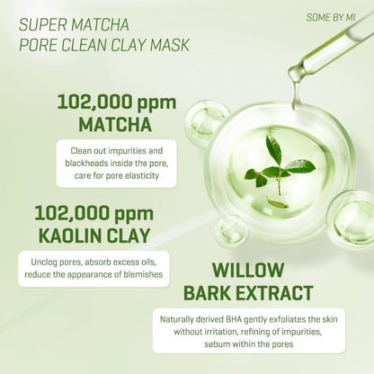 SBM Super Matcha Pore Care All In One Set (Matcha Toner 150ml+Serum 50ml+Clay Mask 100g+Cleansing Gel 100ml)