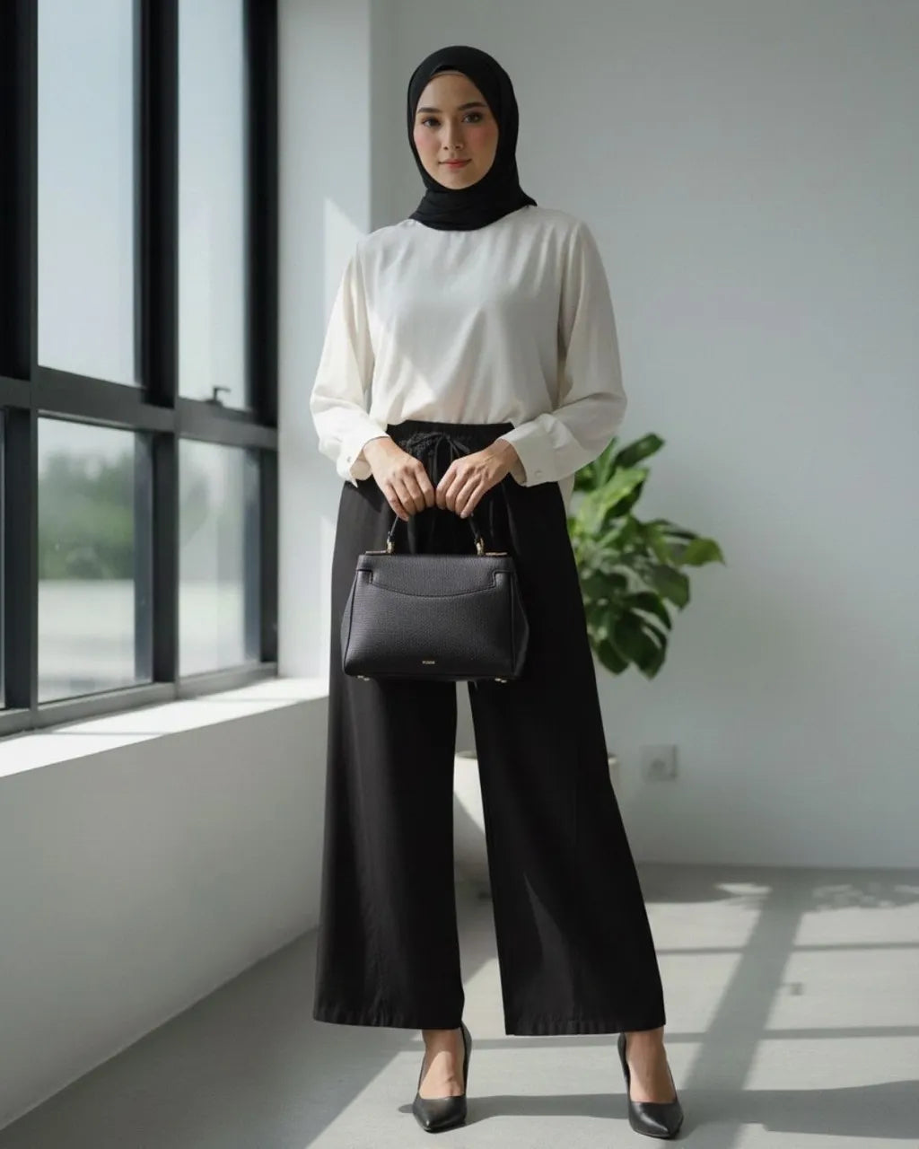 HW Qisha Cotton Straight Cut Palazzo Long Pants