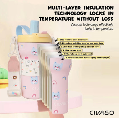 CVG Ceramic Mini Fridge Vacuum Tumbler with Straw (22oz/660ml)