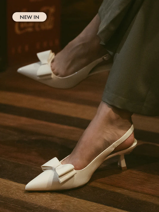 H2U Winnie Bow Flared Heels