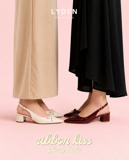 LYDEN Ribbon Kiss Glossy Heels