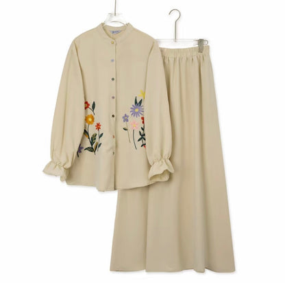 YM Lola Floral Embroidery Skirt Set