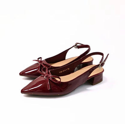 LYDEN Ribbon Kiss Glossy Heels