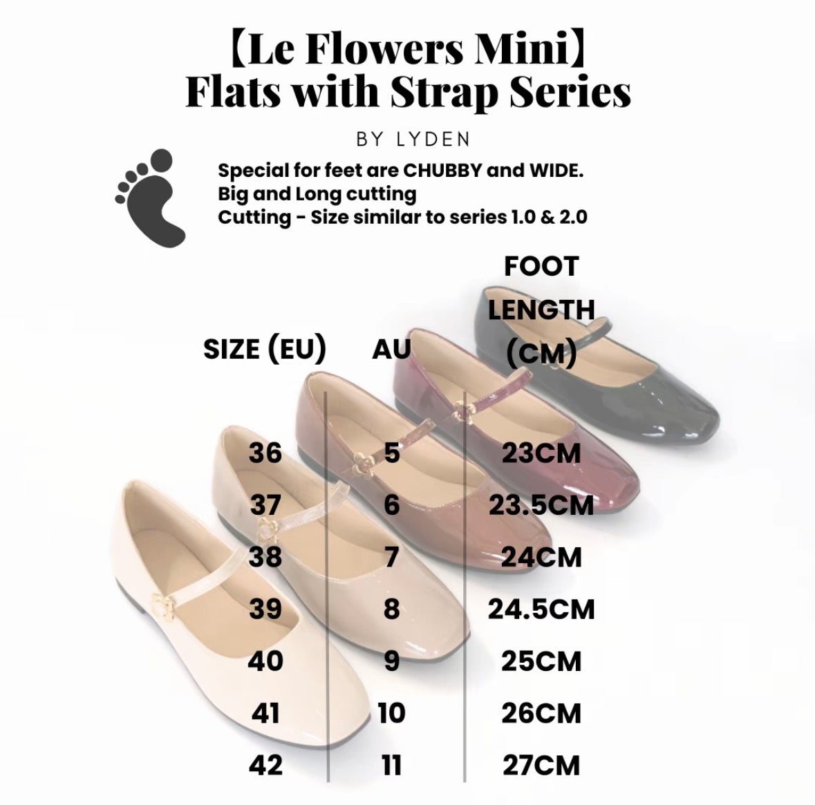 LYDEN Le Flowers Mini Flats with Strap