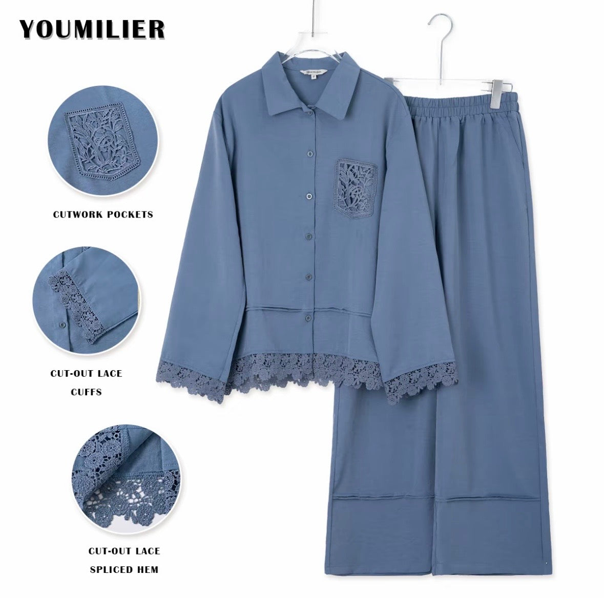 YM Ranisha Lace Pants Set