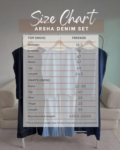 HW Arsha Denim Sleeveless Blouse With Pants