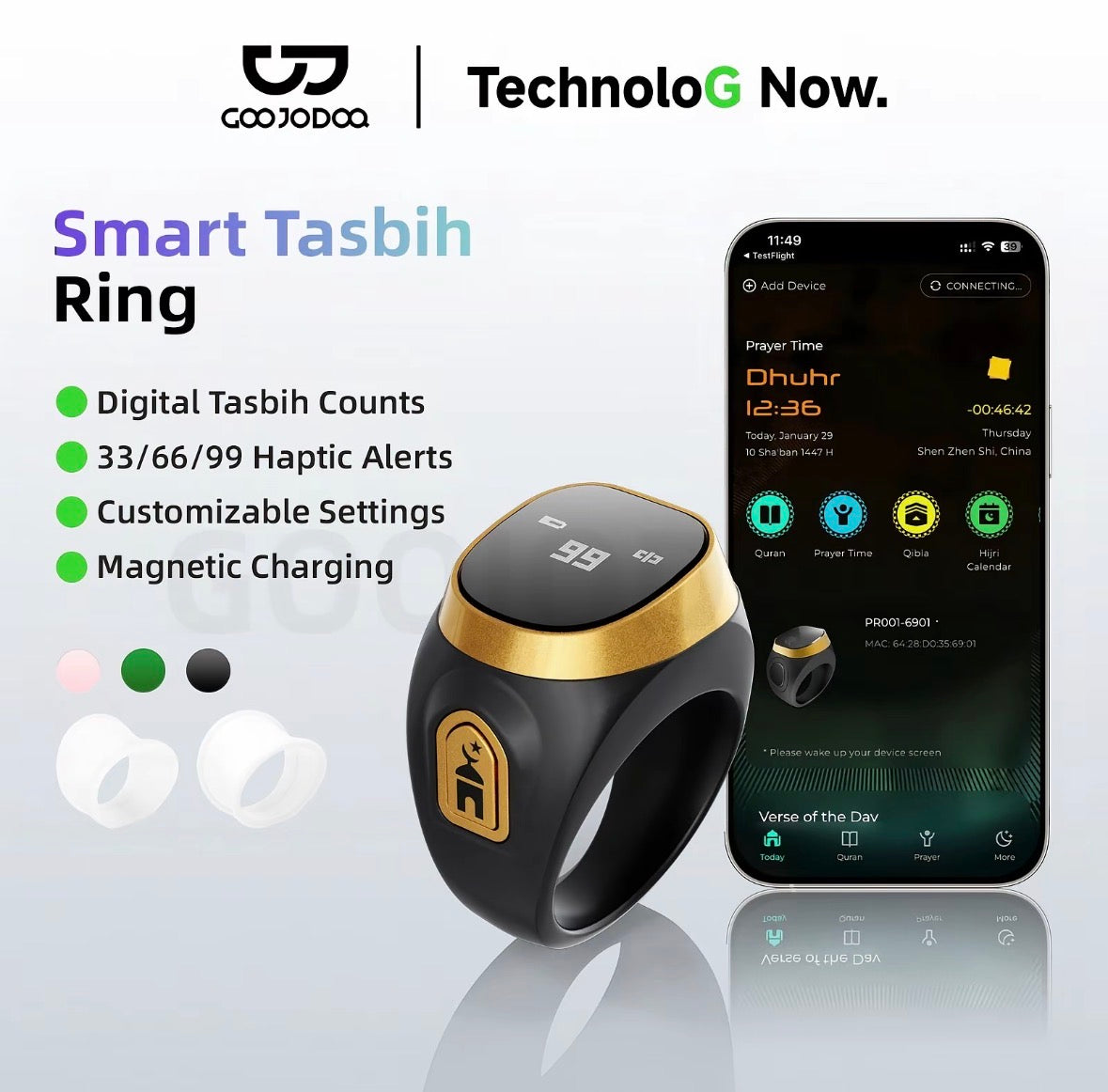 GJDQ Smart Digital Tasbih Ring