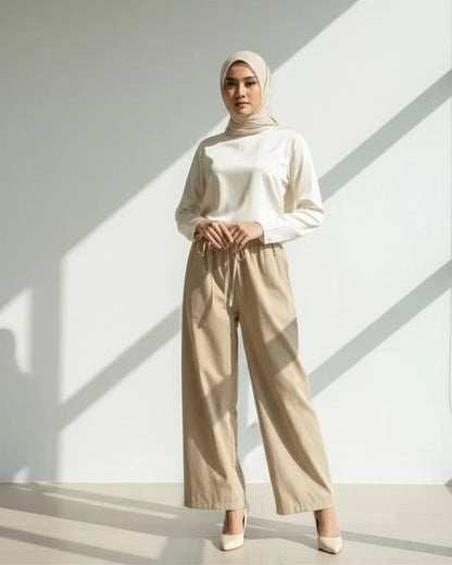 HW Qisha Cotton Straight Cut Palazzo Long Pants