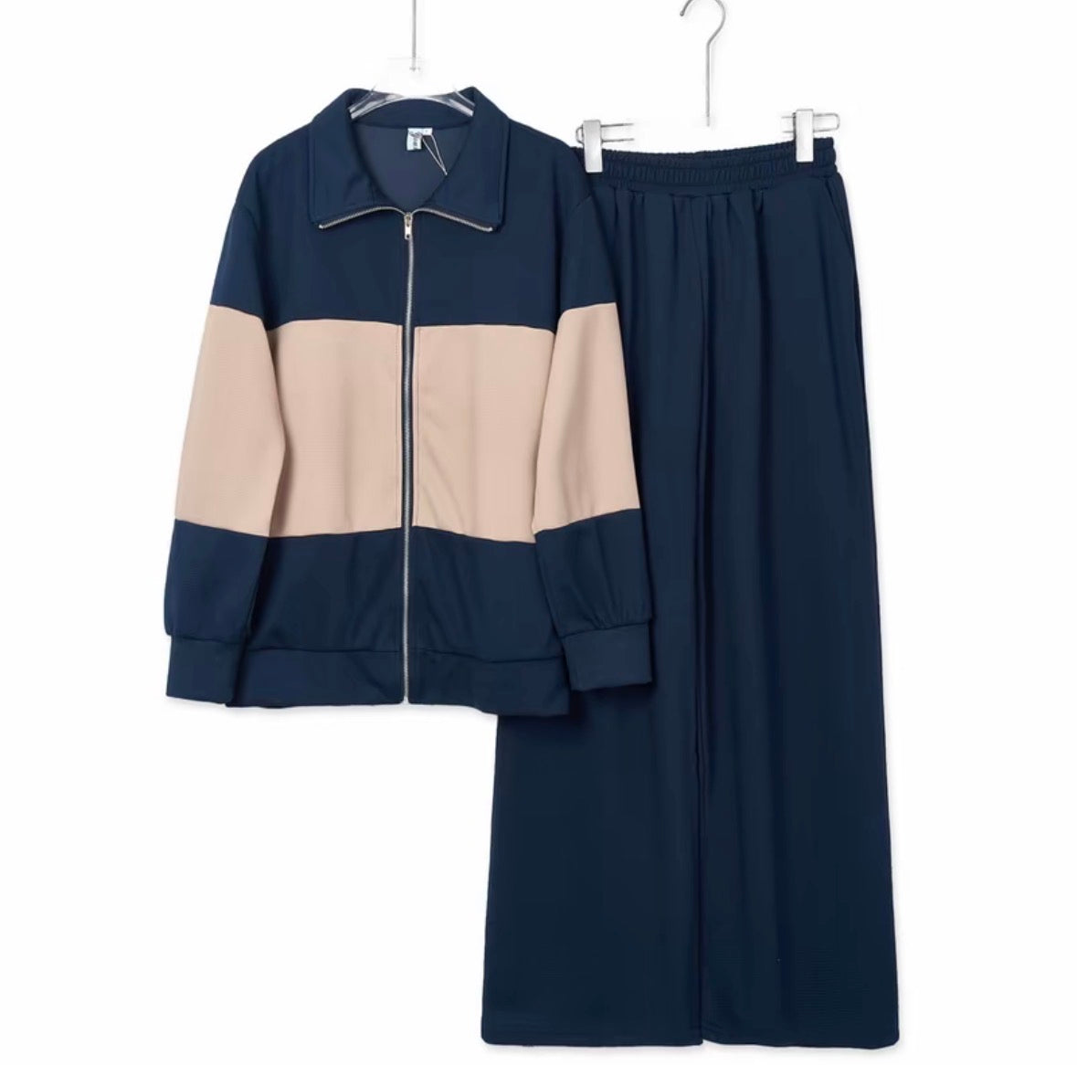 YM Two-Tone Pant Set (Free Size/Plus Size)