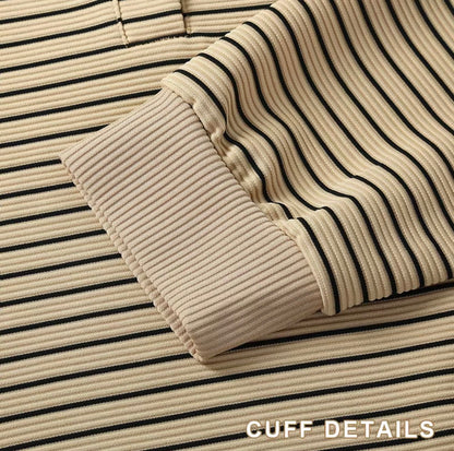 YM Brit Striped Ribbed Polo Shirt - Free Size/Plus Size