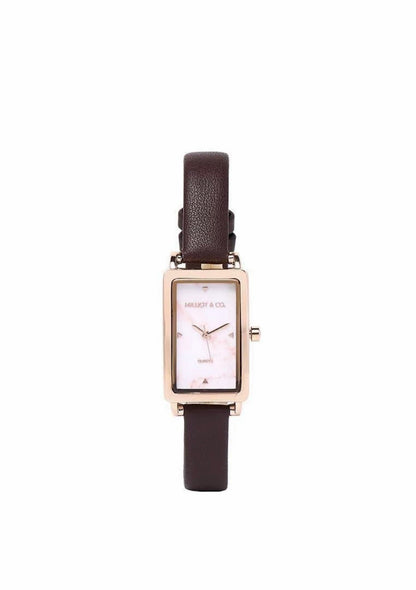 Milliot & Co Raven Stainless Steel Leather Watch