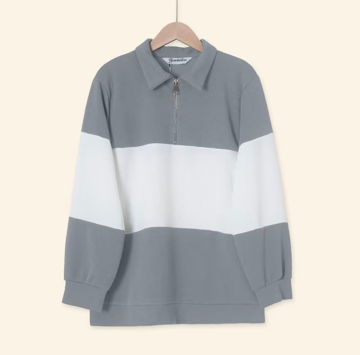 YM Unisex Stripe Polo Waffle Top