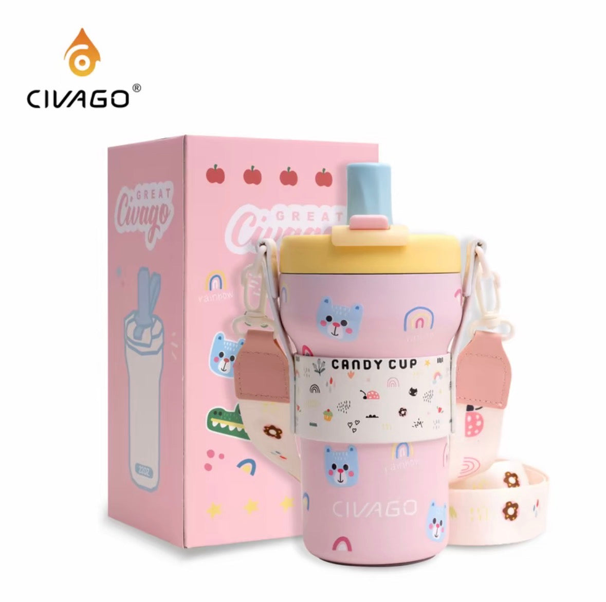 CVG Ceramic Mini Fridge Vacuum Tumbler with Straw (22oz/660ml)