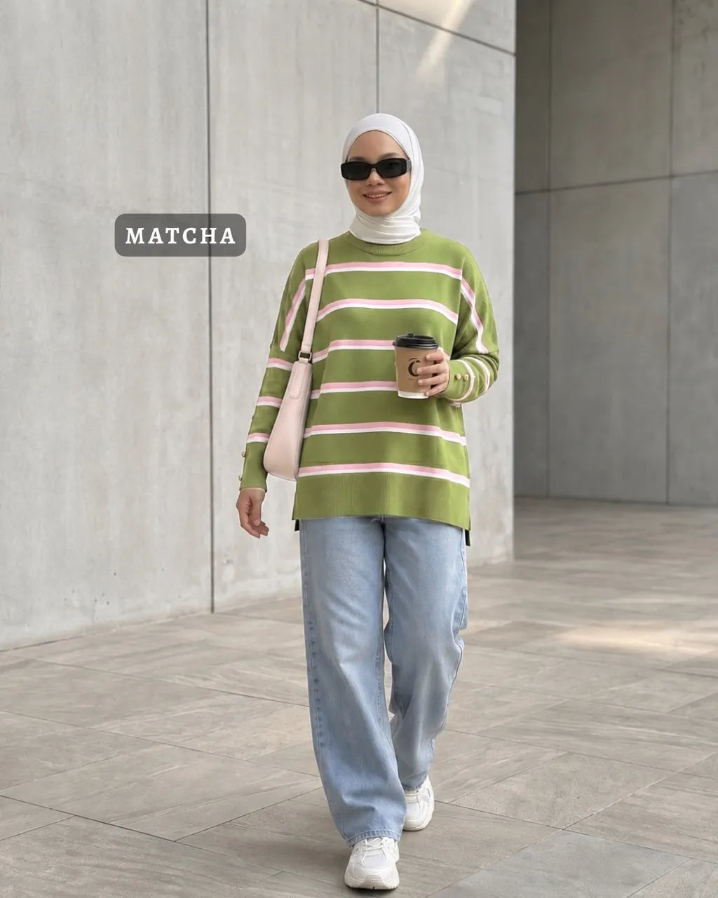 HW [TOP ONLY] Qeela Stripe Basic Knitwear Blouse