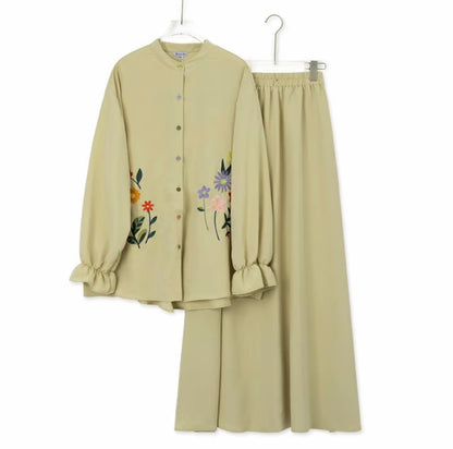 YM Lola Floral Embroidery Skirt Set
