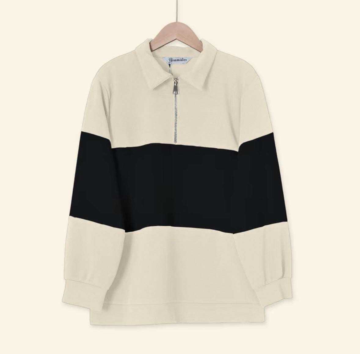 YM Unisex Stripe Polo Waffle Top