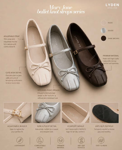 LYDEN Mary Jane Ballet Knot Strap Flats