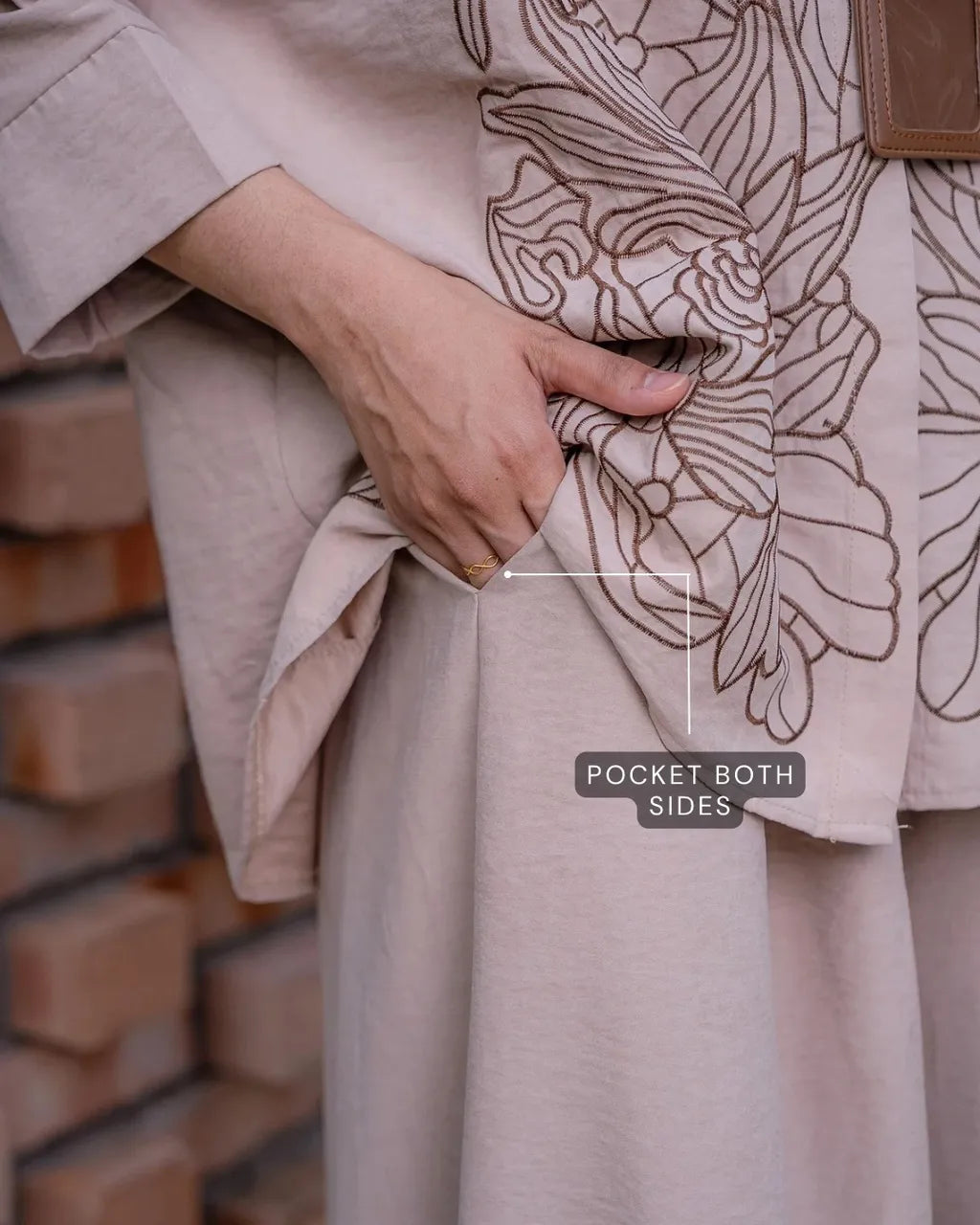 HW Lily Embroidery Velvet Blouse With Palazzo Skirt