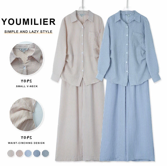 YM Suzy Striped Pants Set - S-XL