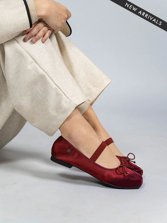 H2U Riley Ribbon Satin Flats