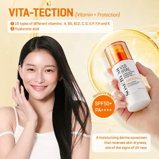 SBM V10 Hyal Antioxidant Sunscreen SPF50+ PA++++ 40g & Lip Sun