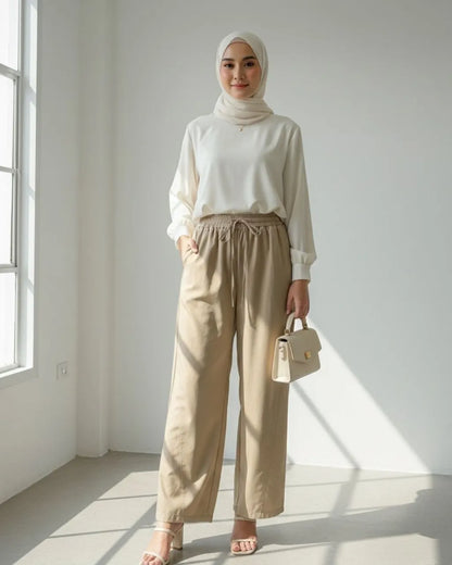 HW Qisha Cotton Straight Cut Palazzo Long Pants
