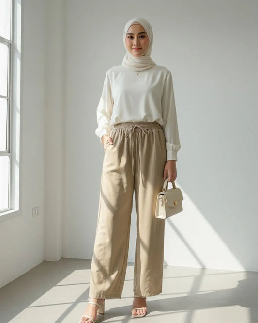 HW Qisha Cotton Straight Cut Palazzo Long Pants