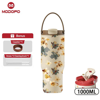 MDF Tumbler Thermos Bottle With Straw 32oz/1000ml