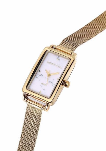 Milliot & Co Raven Stainless Steel Leather Watch