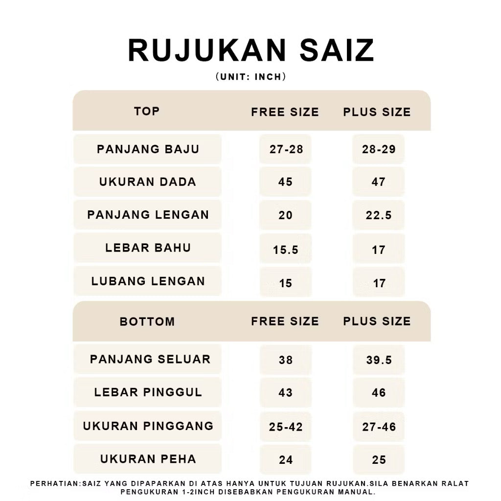 YM Sweatshirt Set (Blouse & Pants) - Free Size / Plus Size