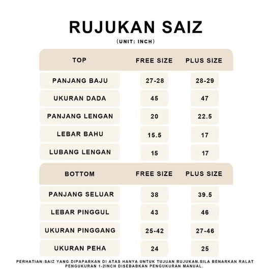 YM Sweatshirt Set (Blouse & Pants) - Free Size / Plus Size