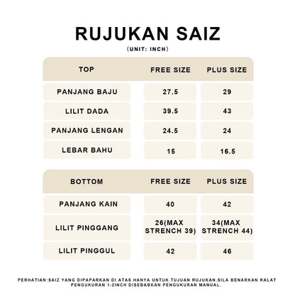 YM Jenna/Susie Satin Kurung Set (Blouse & Skirt) - Free Size / Plus Size
