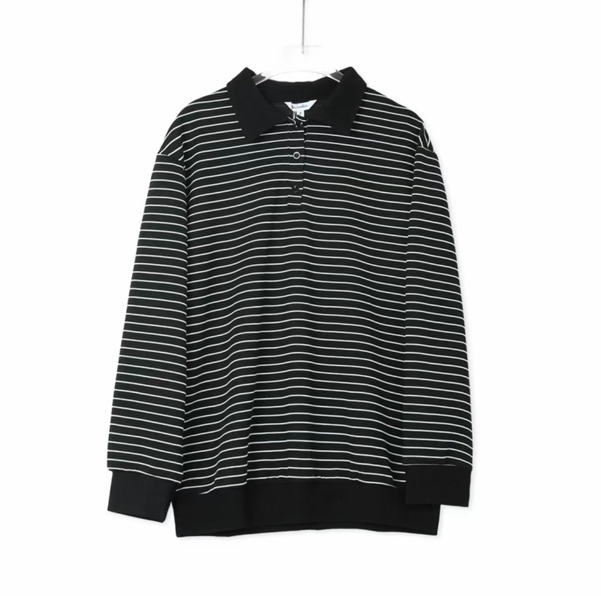 YM Brit Striped Ribbed Polo Shirt - Free Size/Plus Size