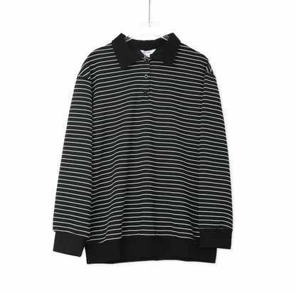 YM Brit Striped Ribbed Polo Shirt - Free Size/Plus Size