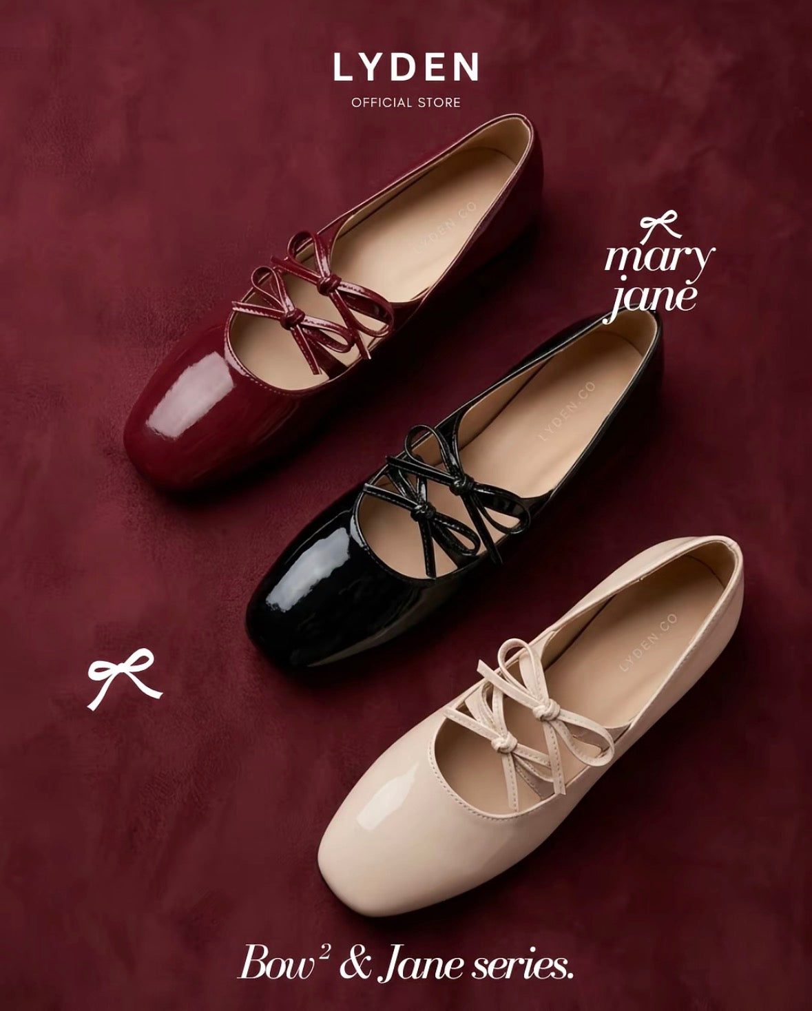 LYDEN Mary Jane Bow and Jane Flats