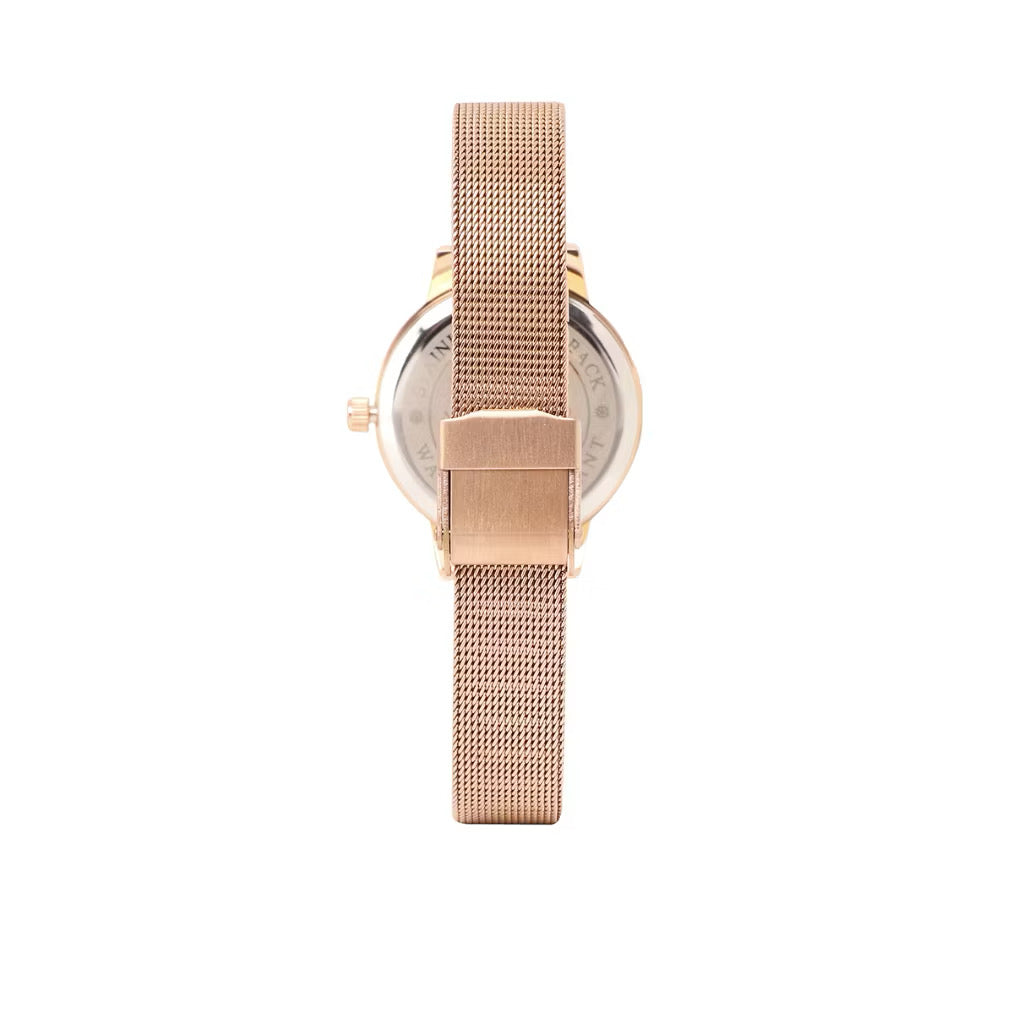 Milliot & Co Harper Rose Gold Mesh Strap Watch