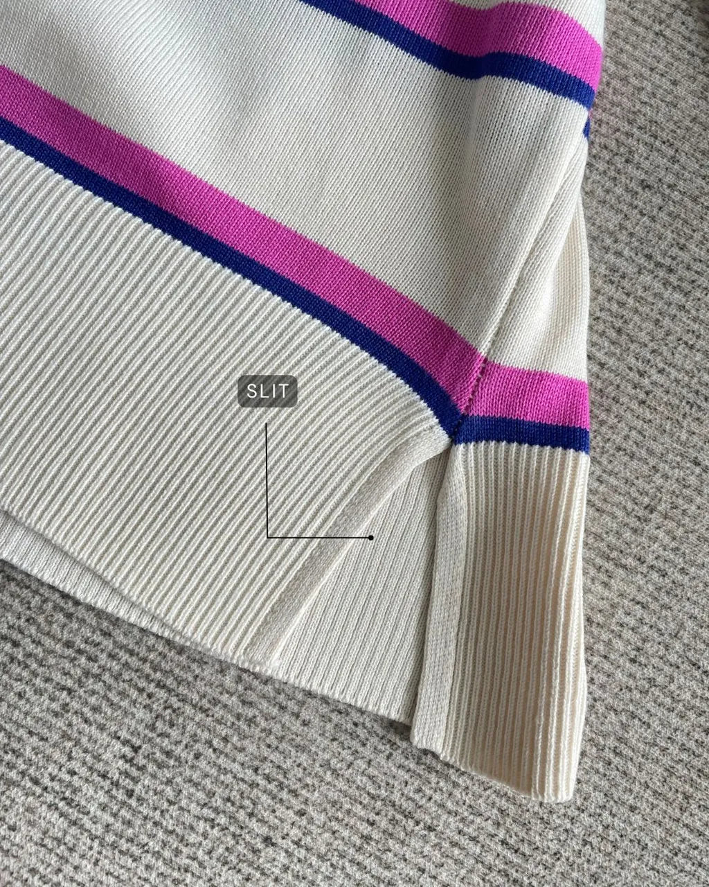 HW [TOP ONLY] Qeela Stripe Basic Knitwear Blouse