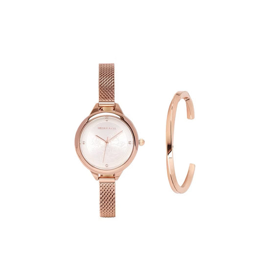Milliot & Co Valerie Mesh Strap Analog Watch with Bangle Set