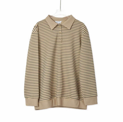 YM Brit Striped Ribbed Polo Shirt - Free Size/Plus Size