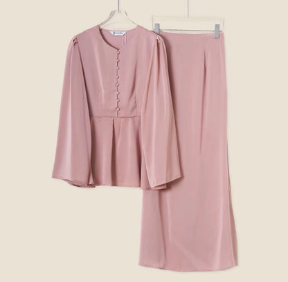 YM Jenna/Susie Satin Kurung Set (Blouse & Skirt) - Free Size / Plus Size