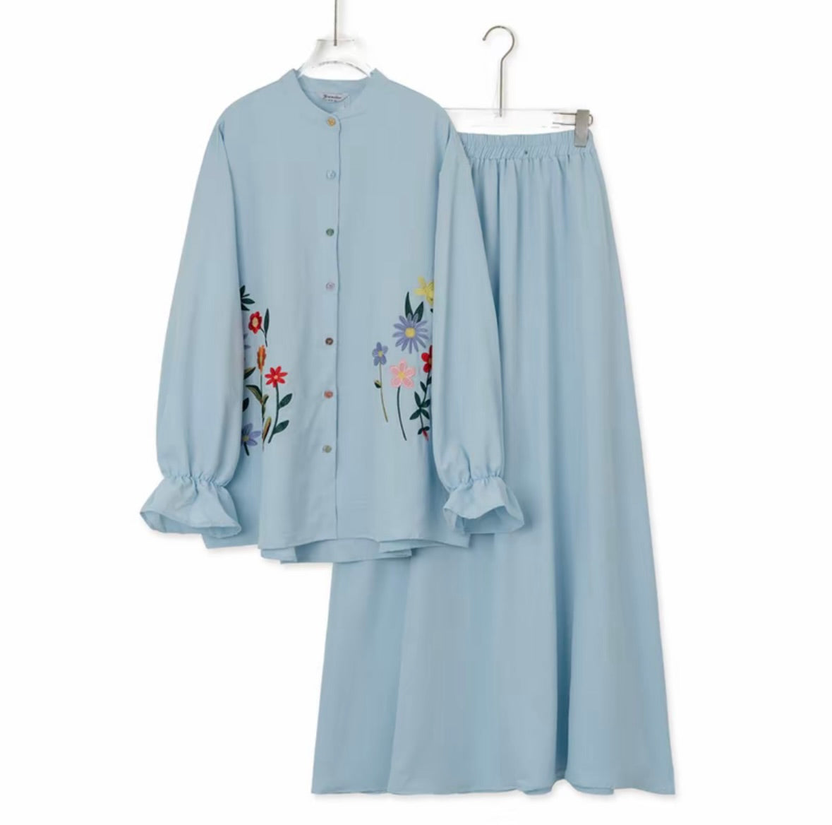 YM Lola Floral Embroidery Skirt Set