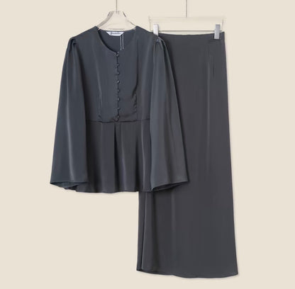 YM Jenna/Susie Satin Kurung Set (Blouse & Skirt) - Free Size / Plus Size